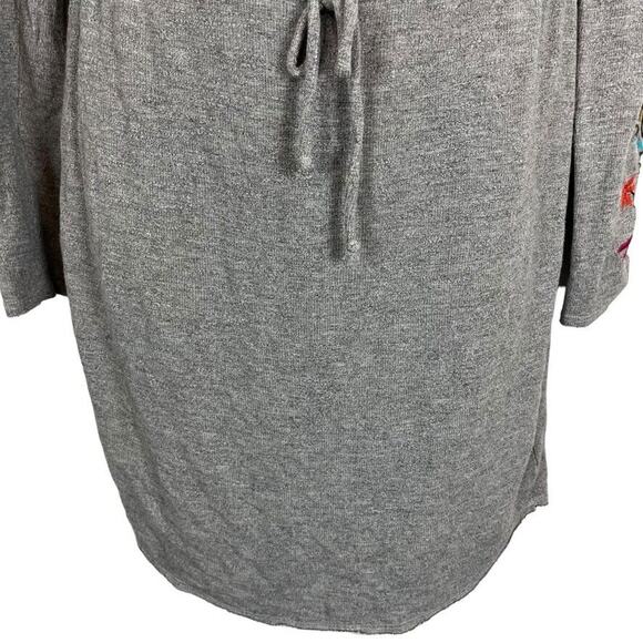 Anthropologie Dolan Port Maria Embroidered T-Shirt Mini Knit Gray Dress sz S - Picture 5 of 16